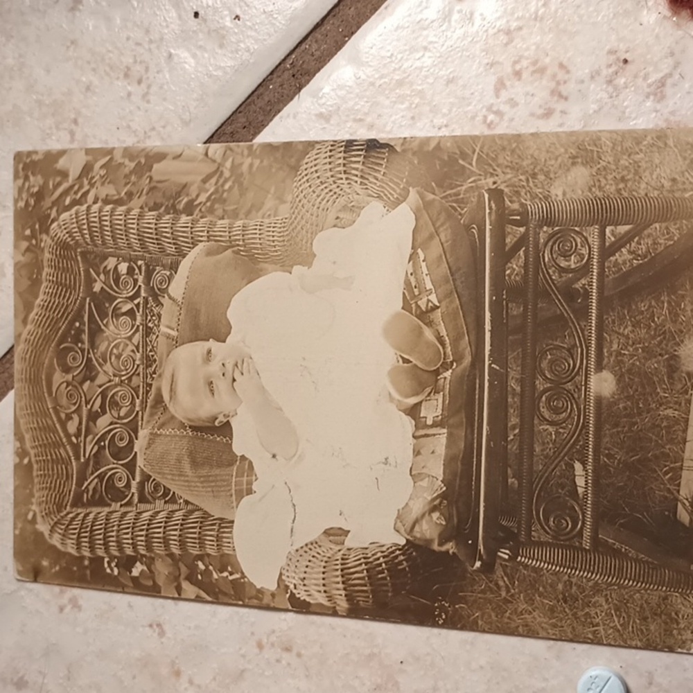 A real picture postcard RPPC infant in christening.